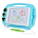 SGILE Magnetic Drawing Board Toy, Travel Magna Doodle Drawing Writing Sketching Pad 3 Stamps, Non-Toxic Colorful Erasable Sketching Pad Tablet Toddler Kids Preschooler, Blue