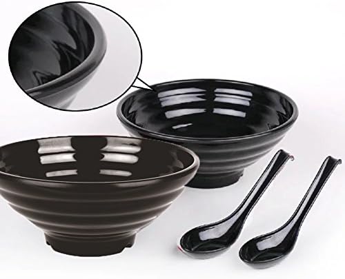 Wellyu Soup Bowls Set (2 bowls and 2 spoons) Black