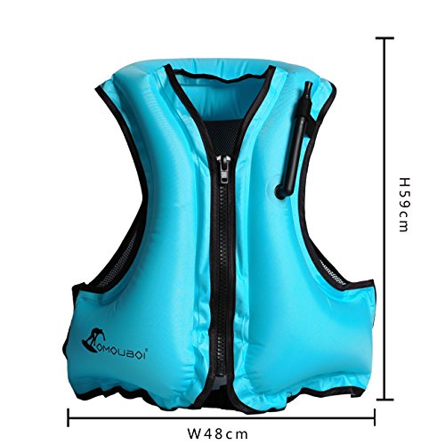 Life Jacket Adult Inflatable Swim Vest For Snorkeling By OMOUBOI,Suitable For 80-220lbs - Thumbnail 2