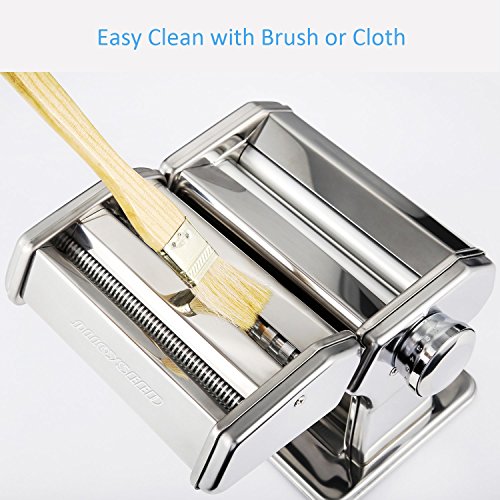 Alloyseed Stainless Steel Maker Homemade Noodle Machine with Adjustable Roller, Pasta Cutter, Hand Crank