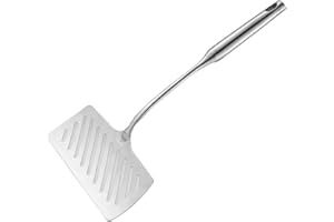 HOUSEEN Steak Spatula, Wide Stainless Steel Shovel Slotted Fried Fish Steak Spatula with Long Handle, Grilling Turner for Burgers Fish & BBQ(silver)
