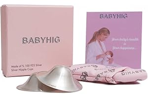 BABYHIG The Orginal Silver Nursing Cups – Silver Nipple Shields for Breastfeeding - Nipple Guards Protector for Breastfeeding
