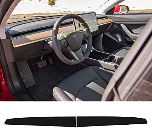 Tesla Model 3 Dashboard Wood Wrap Cover Stickers Interior Matrix Black Vinyl Wrap Kit(Black Dashboard Sticker) …