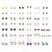 Hanpabum 42 Pairs Stainless Steel Earrings for Girls Women Flower CZ Animals Heart Ice Cream Colorful Cute Stud Earrings set