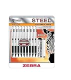 Zebra Steel Mechanical Pencil 9 Pack M-301 Bonus Lead and Erasers