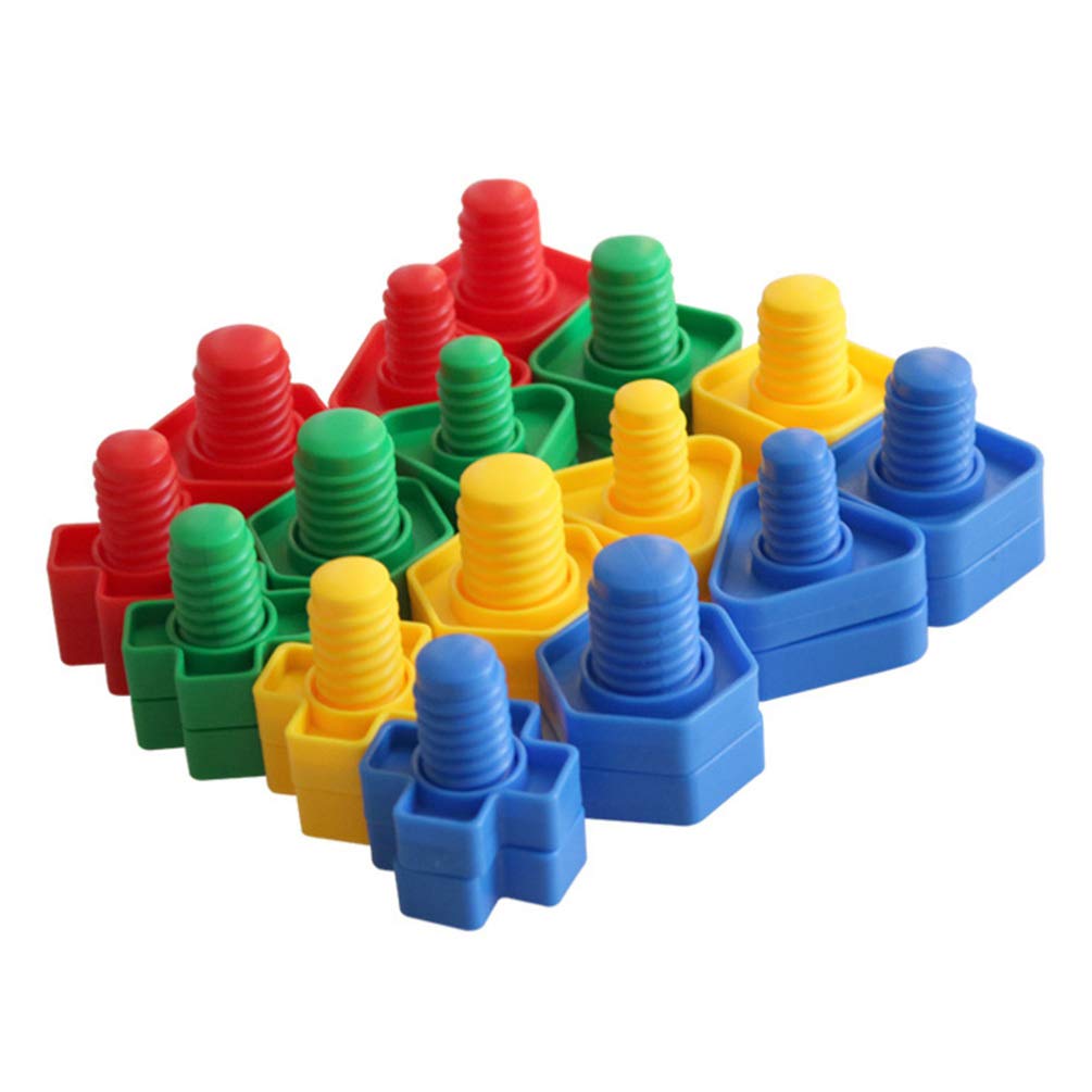TOYANDONA 16 Pairs Jumbo Nuts and Bolts Set Shapes and Colors Matching Toys Tightening Screw Shape Sorter Cube Toys Kids Educational for Christmas New Year Holiday Supplies
