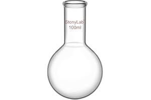 StonyLab Glass Long Neck Round Bottom Flask, Borosilicate Glass Heavy Wall Round Bottom Boiling Flask RBF with Long Neck (100