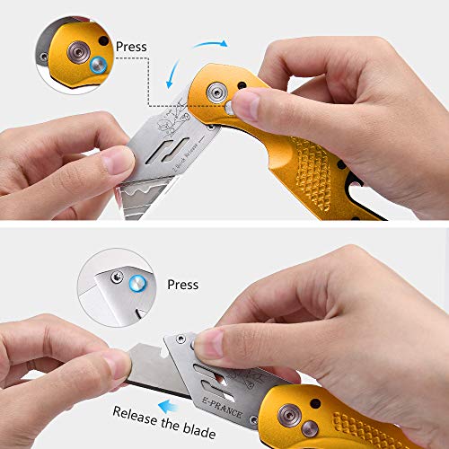Professional Box Cutter Folding Utility Knife E Prance Pocket Carpet Knife With 14 Replaceable Sk5 Stainless Steel Blades Easy Release Button Quick Change And Locking Razor Knife Gold Pricepulse Professional Box Cutter Folding Utility Knife E Prance Pocket Carpet Knife With 14 Replaceable Sk5 Stainless Steel Blades Easy Release Button Quick Change And Locking Razor Knife Gold Pricepulse