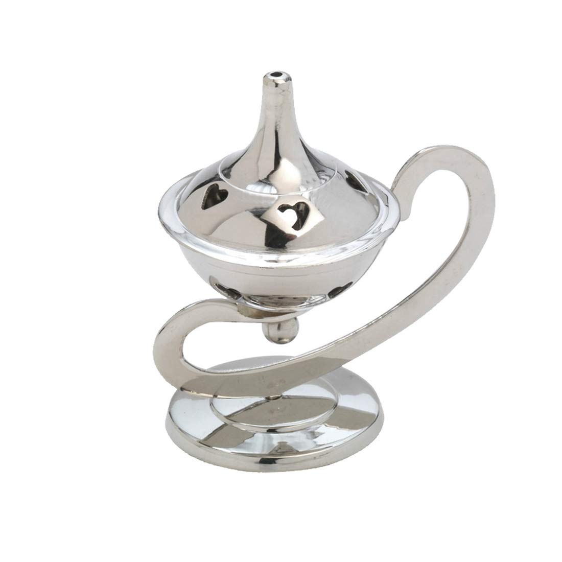 NKlaus Incense Burner brass nickel plated 10cm high for incense herbs with heart incense burner handmade 2955