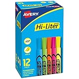 Avery Hi-Liter, Smear Safe Ink, Assorted Colors, Bulk Pack Of 12 Highlighters For School, Office & Home (98034)