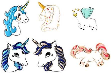 Seventopia Unicorn Enamel Pin Set 6 Pieces Lapel Pin Brooch with Butterfly Clutch