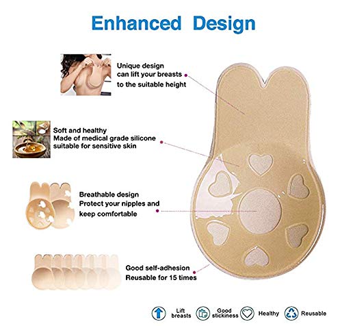 image for XIANGXIHUI Adhesive Invisible Bra,Women Lift Nipplecovers Self Adhesiv
