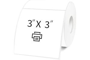 Yeachlaing 3"x 3" White Square Thermal Label Stickers,Self-Adhesive Square Direct Thermal Labels,500 Sheets with Perforation 