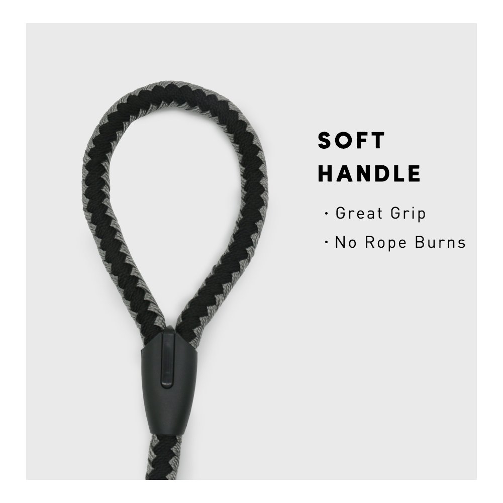 Nuheby Heavy Duty Dog Leash for Large Dog Woven Nylon Durable Round Rope Training Leash 4 Feet Long x 3/4 Inch Thick with Traffic Handle for Dog Walking Lead (Black)