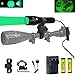 BESTSUN Green LED Light 350 Yards Focus Adjustable Tactical Flashlight with Pressure Switch, Scope Mount & Rail Mount, 18650 Rechargeable Battery, Charger for Coyote Predator Varmint Hunting