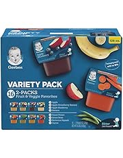 Gerber Purees 2nd Foods Veggie & Fruit Variety Pack, 8 Ounces, Box of 16 (Packaging May Vary)