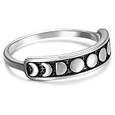 Angol Sterling Silver Rings for Women Vintage Moon Phase Ring S925 Stacking Statement Band Minimalist Finger Ring