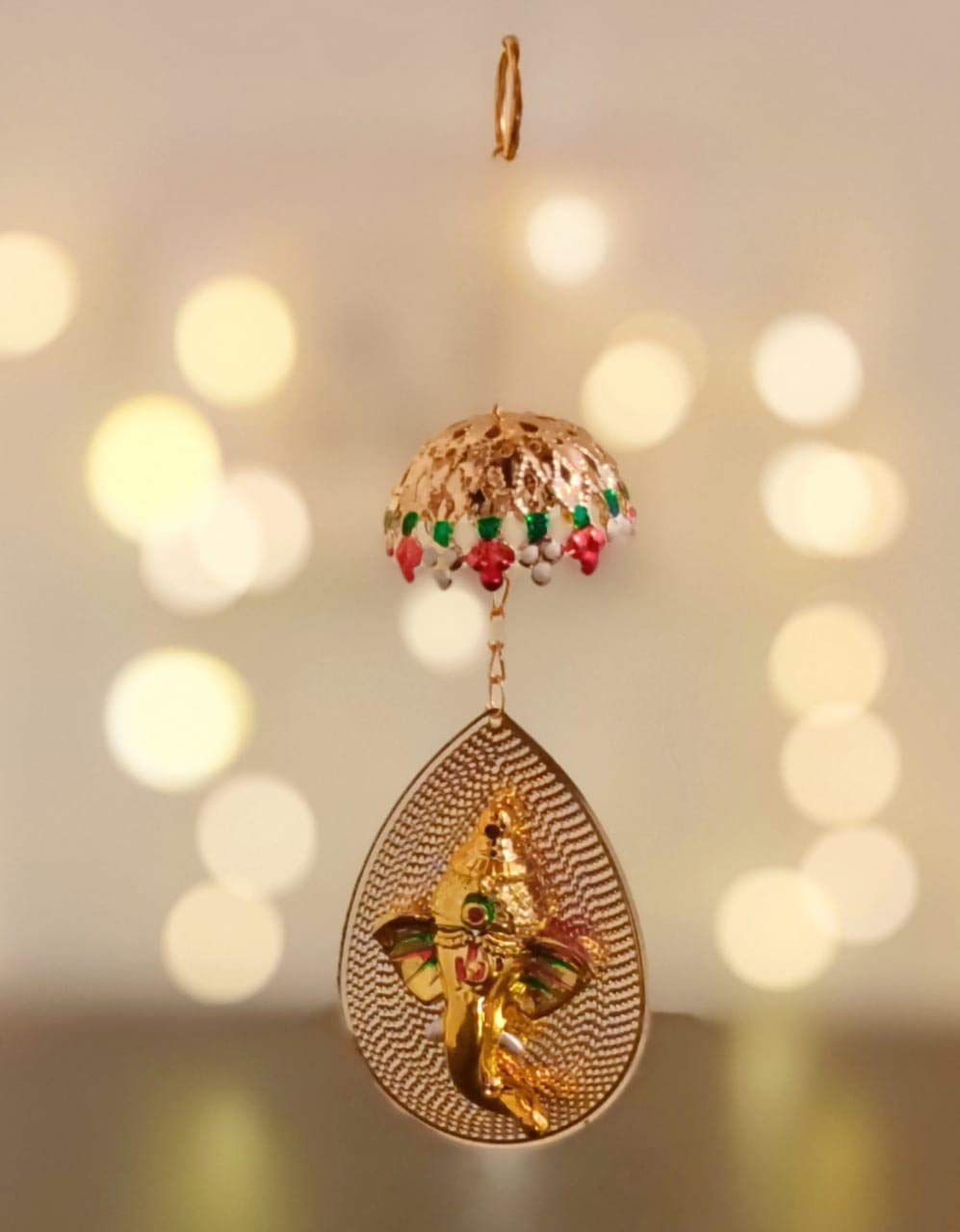 Itiha Two Sided Ganesha Hanging Wall Decor Sculpture Indian Decor for Wall Decoration for Diwali/Ganesh Chaturthi/Wedding Return Gift/Car Mirror Hanging