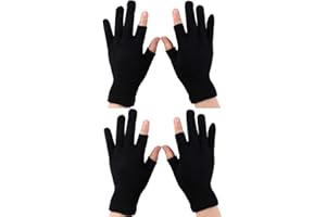 Luwint Youth Touch Screen Gloves, 2-Pairs Fingerless Knit Gloves for Teens, Thin Texting Gloves for Phone Use, Driving, Cycling, Photography​, Black