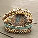 Bonnie Gold Plated Wrap Natural Stones Leather Wrap Around Stone Bracelet 5 Layer Natural Jasper Crystal Beaded Leather Bohemian Tribal Bracelet (Purple Imperial Jasper)