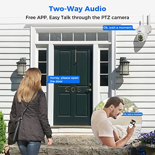 PTZ Camera Wireless System- Hiseeu 3MP Security Camera System Two Way Audio, Auto Tracking, Full Color Night Vision, IP66 Waterproof, Expandable 10CH NVR, 24/7 Record with 1TB Hard Drive