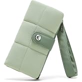 WESTBRONCO Puffer Wristlet Wallets for Women RFID Blocking Card Holder | Soft Slim Bifold Compact 13 with Zipper Coin Pocket &amp; ID Window for Travel &amp; Daily Use