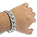 Sand Blast Bracelet Cuban Chain Bling Links Hip Hop Silver Tone Heavy 18 MM Wide Mens 8.5