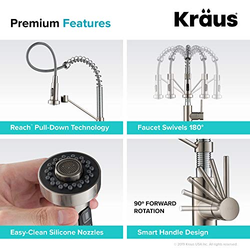 Kraus KPF1610SFSCH Bolden 18Inch Commercial Kitchen Faucet with Dual