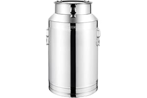 5L Stainless Steel Milk Can with Lid, Secure Buckle & Handle, Food Grade Airtight Milk Jug Bucket for Water, Oil, Soup & Liqu