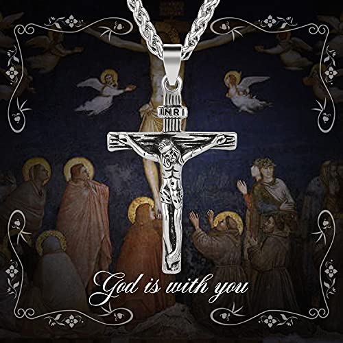Pinsparkle Cross Necklaces For Women Men Crucifix Necklace Women Cross Necklace Jesus Necklace Silver Cross Chain