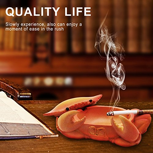 Rabbitroom Cigarette Ashtray with Lid, Creative Cigar Ash Tray, Cute Resin Ash Holder for Indoor Outdoor Home Office and Car (Crab) - Thumbnail 5