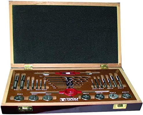 Tivoly Set of 30 7 Sets of 2 Taps + 7 Dies + 2 Accessories M3 to M12 + 7 Furius HSS Metal Drill Bits