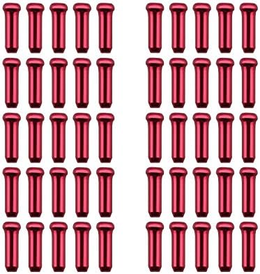 BeeChamp 50pcs Road Mountain Bicycle Brake Cable End Caps Bike Shift Wire Tips (red)
