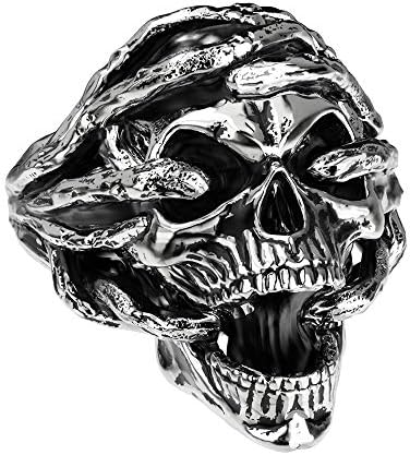 316L Stainless Steel Skull Ring for Men Hiphop Gothic Jewelry, The Premium Biker Mens Ring