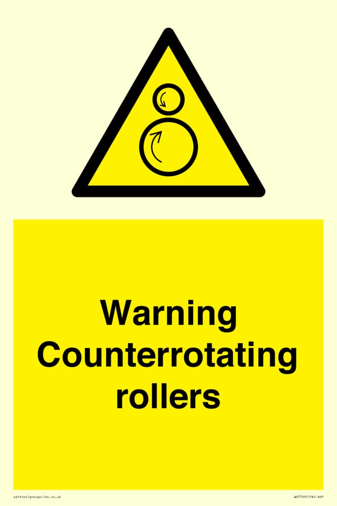 Warning Counterrotating rollers Sign - 200x300mm - A4P