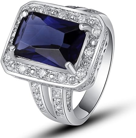Emsione 925 Silver Plated Created Sapphire Quartz Womens Ring
