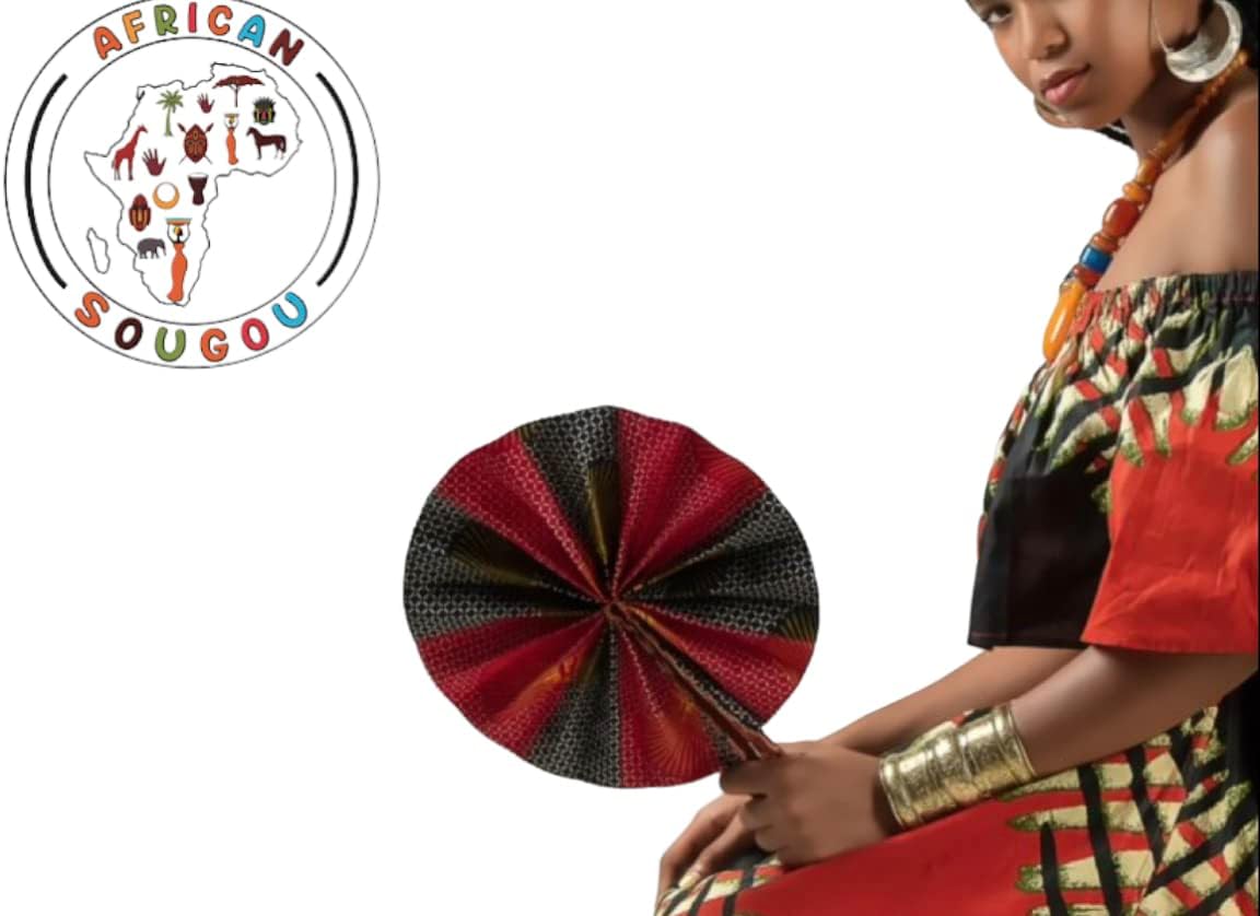 Mixed Media - African Fan/African Fabric Fan/Ankara Fan/Leather Folding Fan/Designs Random