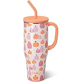 Swig Life 40oz Mega Mug, 40oz Tumbler with Handle and Straw, Extra Large Insulated Tumblers, Cup Holder Friendly Travel Mug (Pumpkins and Bows)