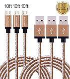 Mscrosmi Extremely Long 10FT 3Pack Android Nylon Braided Charging Cord Micro USB For Android Tablets & Phones, Samsung Galaxy, LG, Motorola, Nexus, Sony, Xiao Mi, Kindle Fire and More [gray & brown]