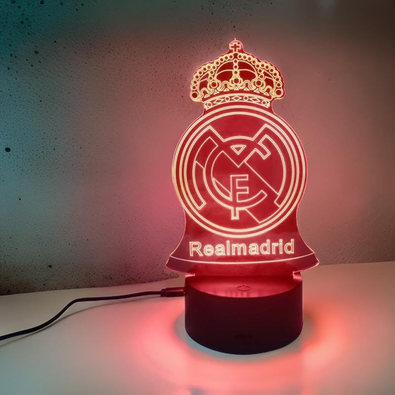 Booyah.UK Club Football Teams 3D Illusion Lights, Room Desk Decor Touch Led Lamp, 3D Night Light for Unisex Kids Adults Novelty Gift (Madrid)