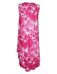 Mogul Womens Hippie Dress Front Button Sleeveless Holiday Dresses