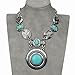 SUMAJU Statement Necklace, Vintage Long Chain Pendant Necklace Tibet Silver Plated Artificial Turquoise Mother Daughter Necklace