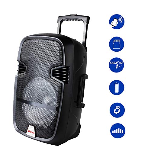 Shinco Portable PA Speaker Bluetooth Sound System 12-inch Woofer Battery Powered Loudspeaker with DJ Light, Microphone