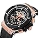 MEGIR Men's Chronograph Army Sports Quartz Wrist Watches Leather 24 Hours Stop Watch Man 2035 Rose Gold