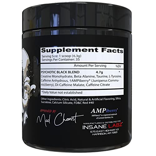 Insane Labz Psychotic Black Edition Mid Stimulant Pre Workout Powder