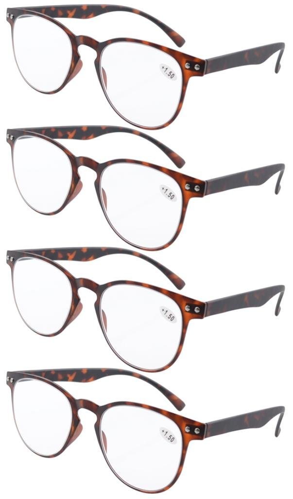 Eyekepper 4-Pack Round Full Coverage Ultrathin Flex Frame Reading Glasses Readers Tortoise +2.25 — image 1