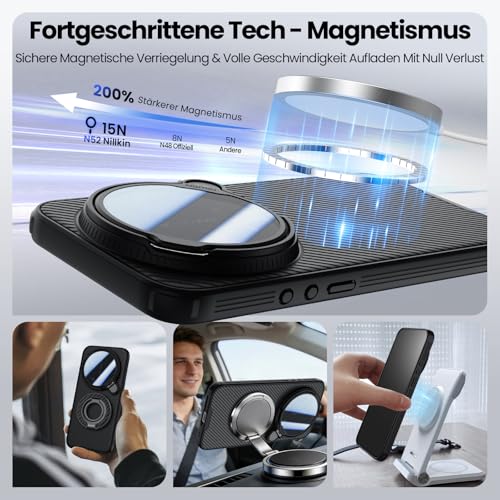 Nillkin Case for Xiaomi 17 Ultra, MagSafe Compatible, Thin Magnetic Phone Case with Tinted Camera Protective Cover & Stand, TPU+CP, Matt, Non-Slip, Black