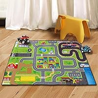 YRUGS Kids Rug Street Map Play Mat, Educational Baby Theme Park Area Rugs, City Life Cars Roads Child Large Carpet for Playroom Nursery Bedroom Living Room Classroom (Game Park)