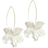 GPASTG Handmade Bohemian Acrylic Flower Petal Dangle Drop Earrings Long Big Rose Floral Earrings for Women