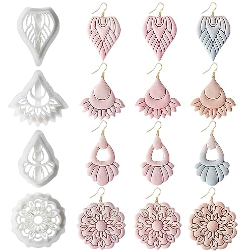 Myhiju 4 Pcs Bohemian Flower Polymer Clay
